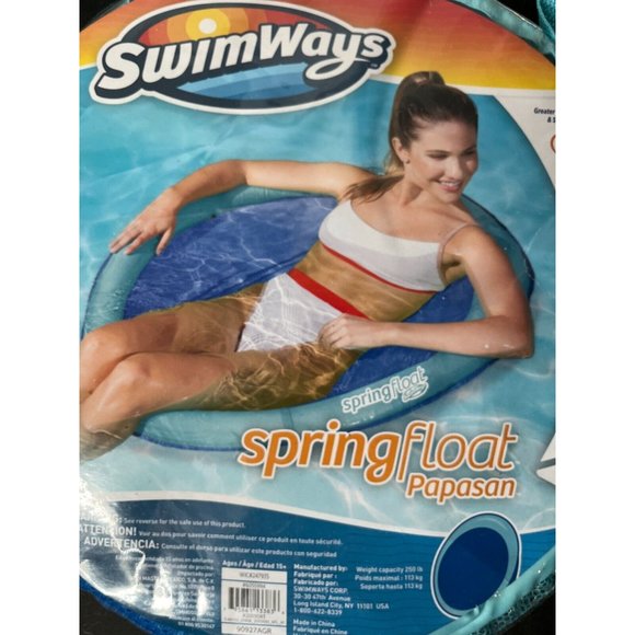 SwimWays Spring Float Papasan Mesh Float for Pool or Lake - Light Blue/Blue new - Picture 4 of 6